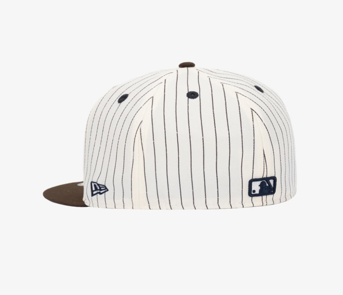  MLB 뉴욕 양키스 핀 스트라이프 사이즈캡 크롬 화이트/월넛 상품이미지2