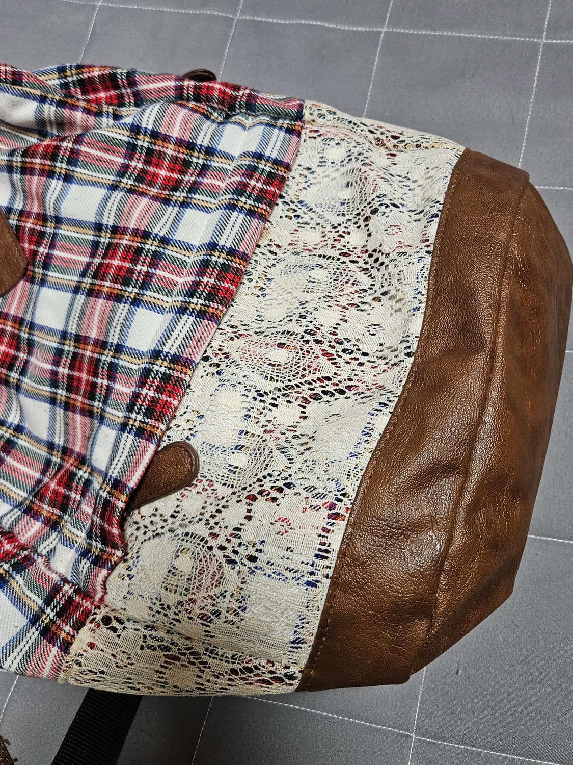 일본 빈티지 체크무늬 백팩/모리걸 y2k 상품이미지3