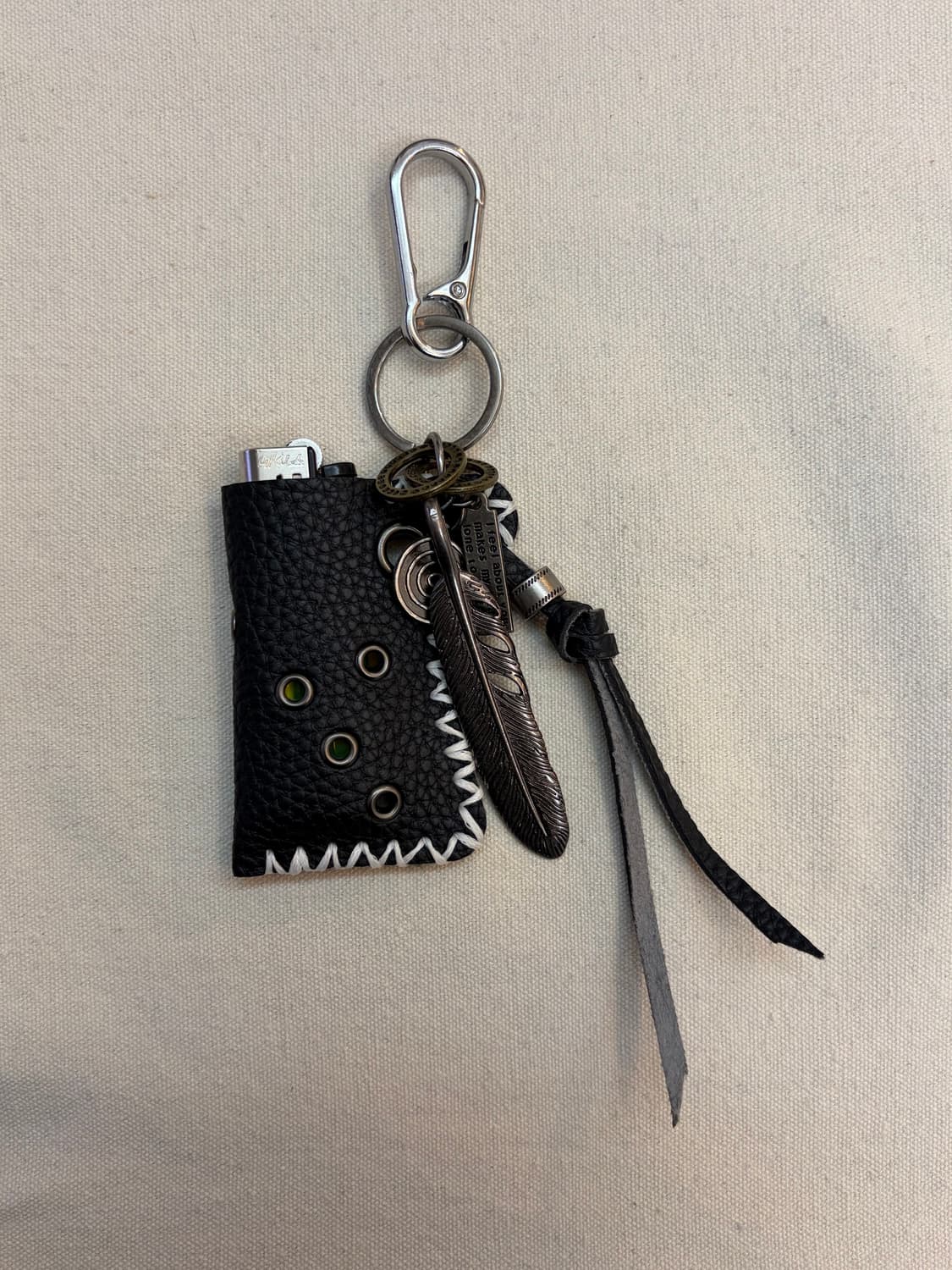 Feather Edge – 블랙가죽 라이터케이스 키링 상품이미지1