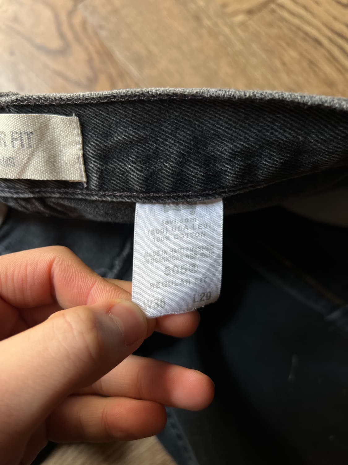 [36]00's 리바이스 505 블랭크탭 빈티지 페인팅 흑청 데님 팬츠 상품이미지8