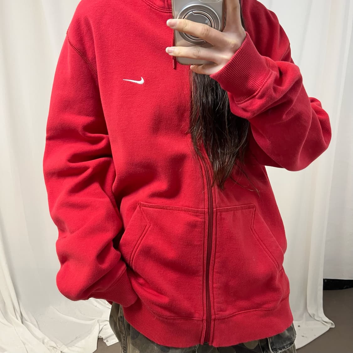Nike Red Swoosh Hood Zip-up 상품이미지3