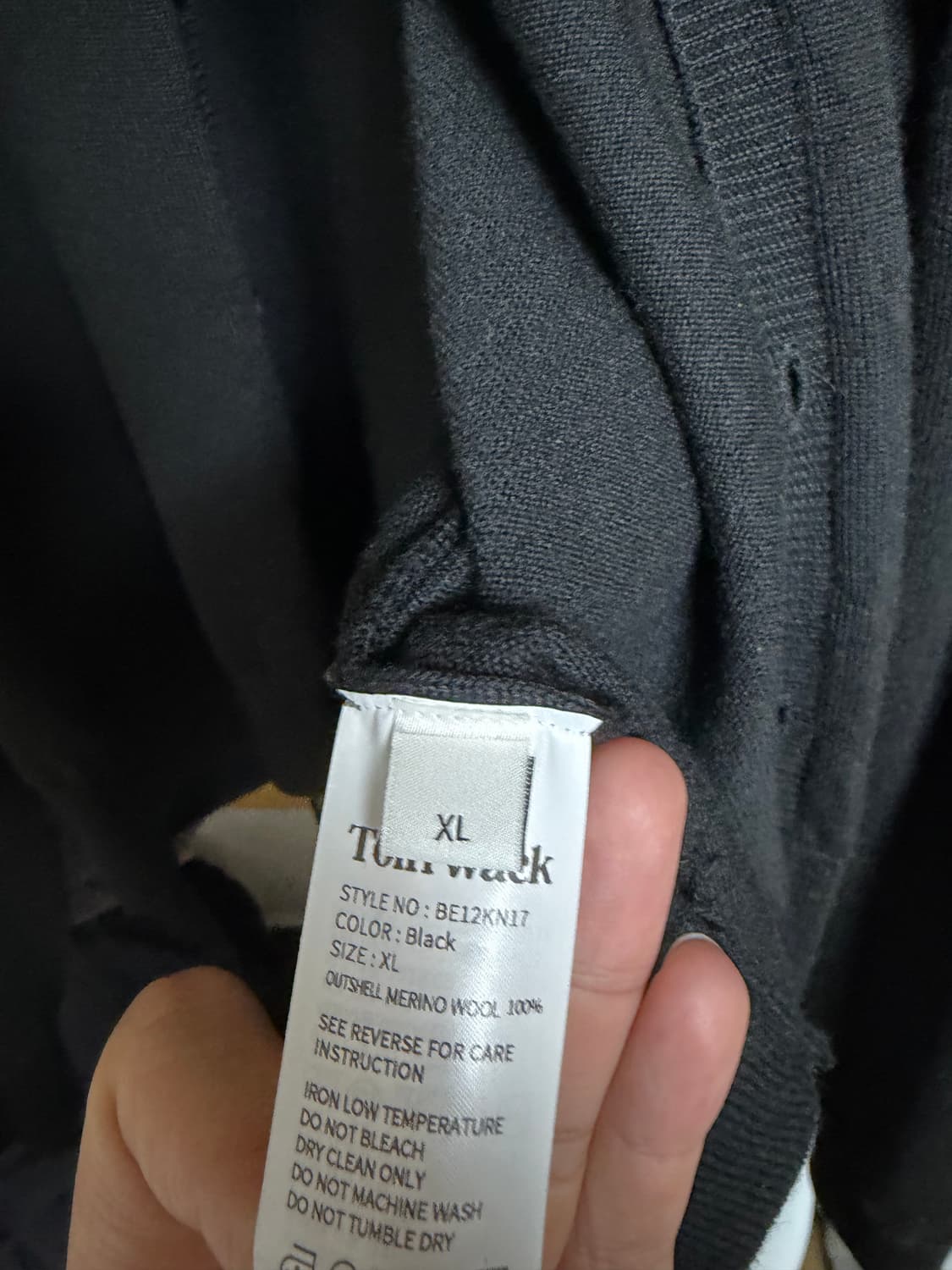 XL)토니웩 슈퍼파인울 라운드넥 가디건 블랙 상품이미지2