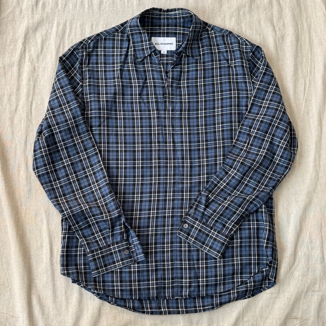 솔리드옴므 블루체크 아노락 셔츠 46  상품이미지1