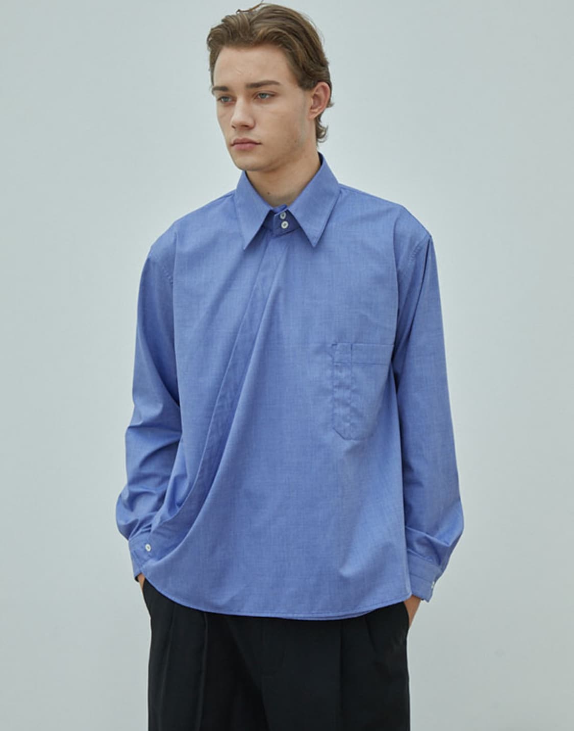 글런든 오블리크 랩 셔츠 블루 급처분 상품이미지1