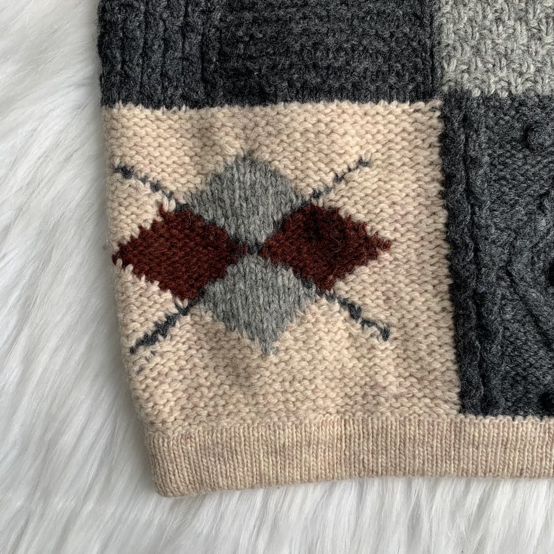 빈티지 bleuazur 패치워크 멀티 패턴 폴라 니트 1767 상품이미지7