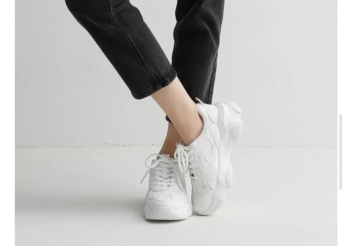 6cm 통굽 스니커즈 250 화이트 흰색 키높이 운동화 상품이미지1