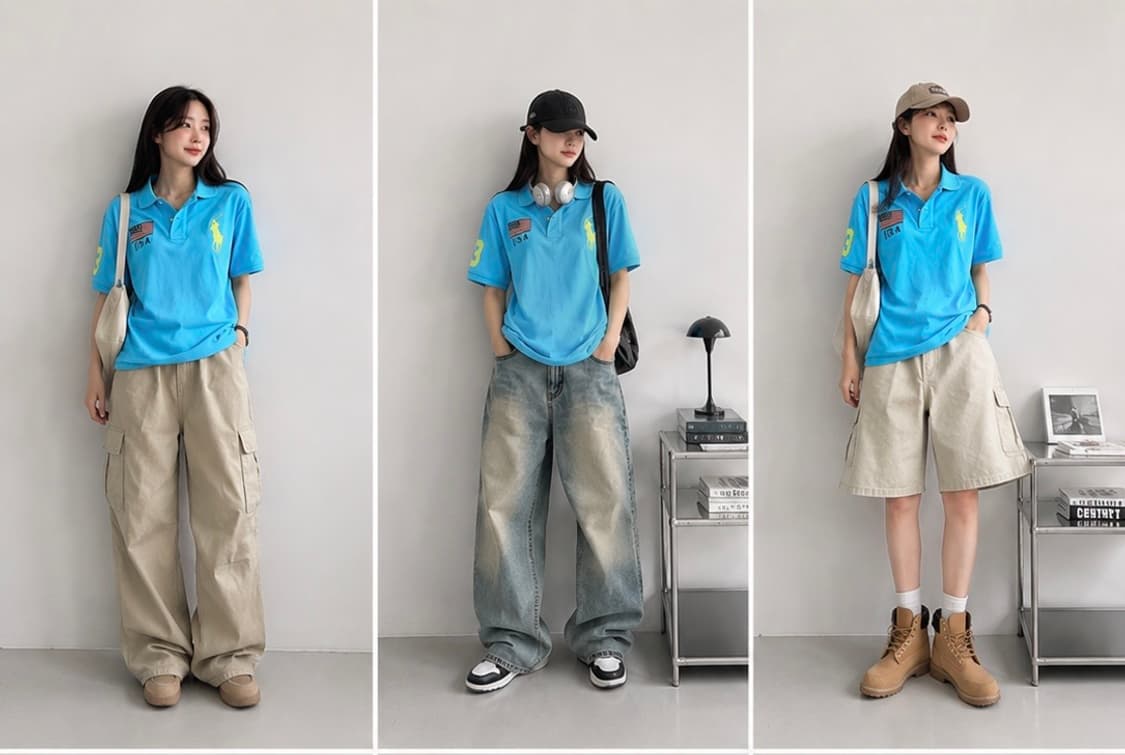 폴로 빅포니 성조기🇺🇸 치프키프 하늘 Pk 티셔츠 상품이미지5