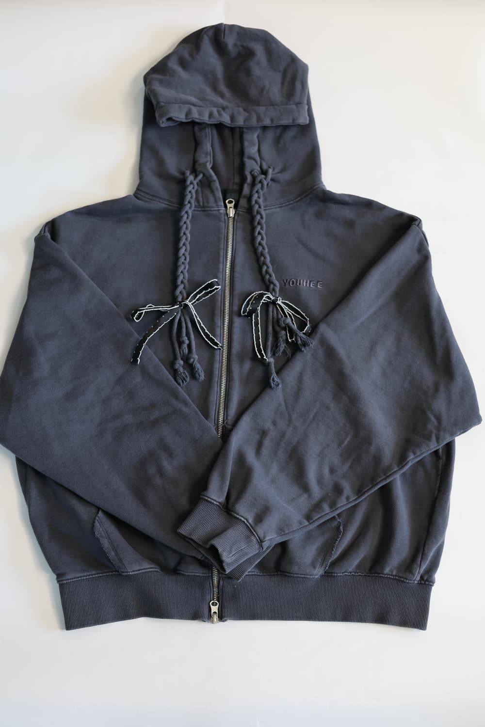 (유희) 리본 디테일 후드집업_차콜 상품이미지3