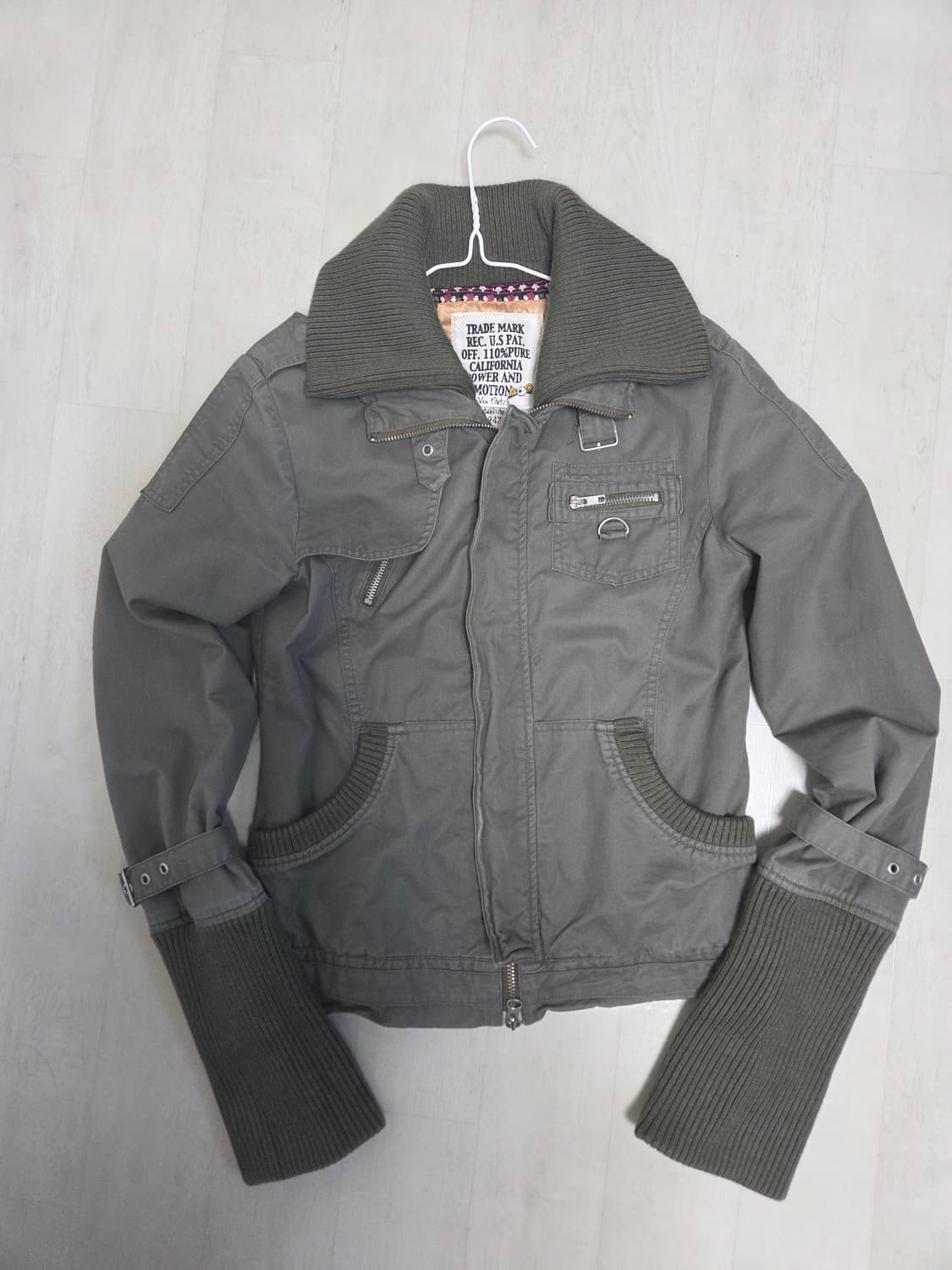 [Von dutch] Y2k 하이넥 카키 카라 집업 상품이미지2