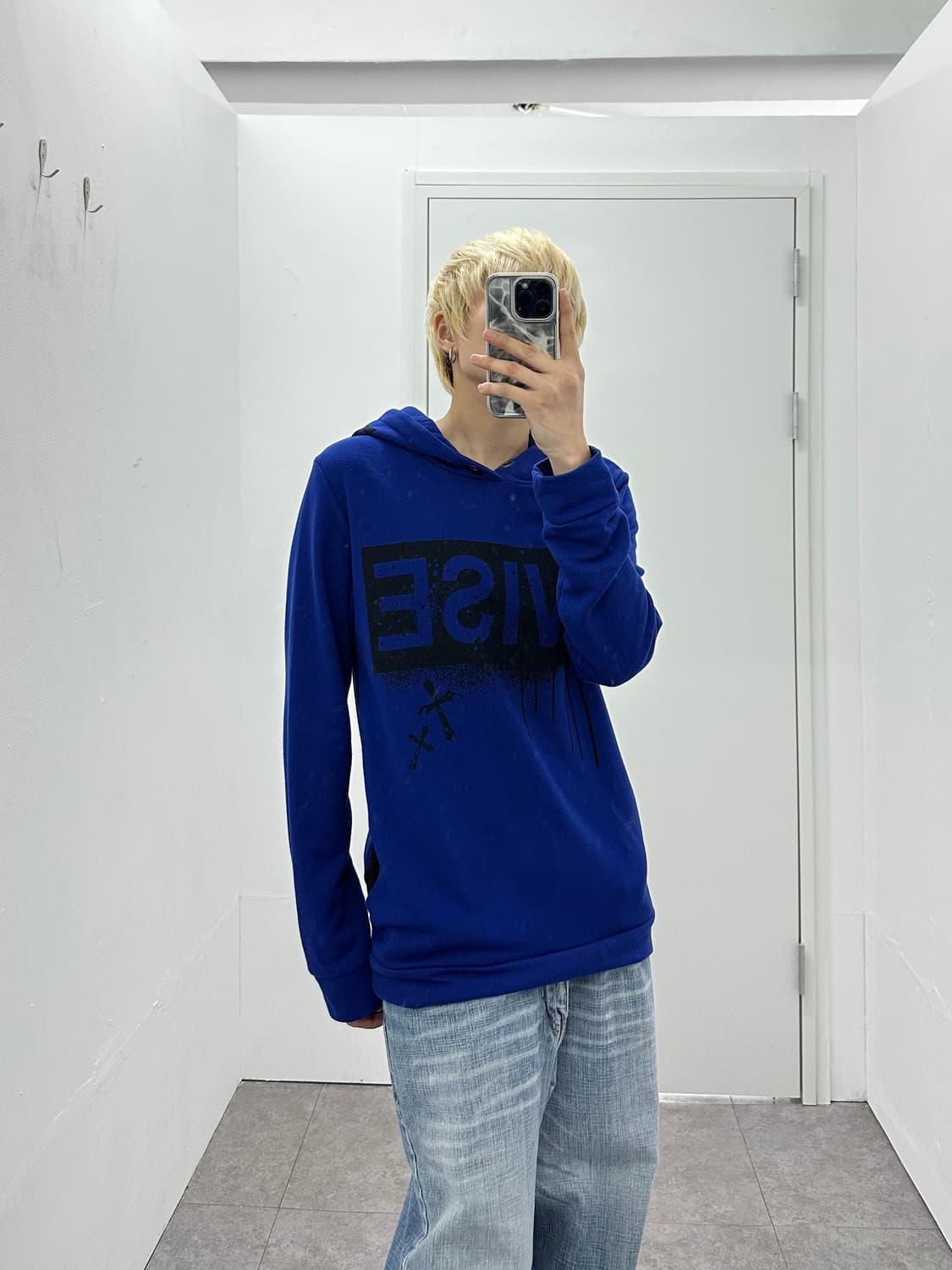 Saucy Cool punk cross lettering hoodie 상품이미지2