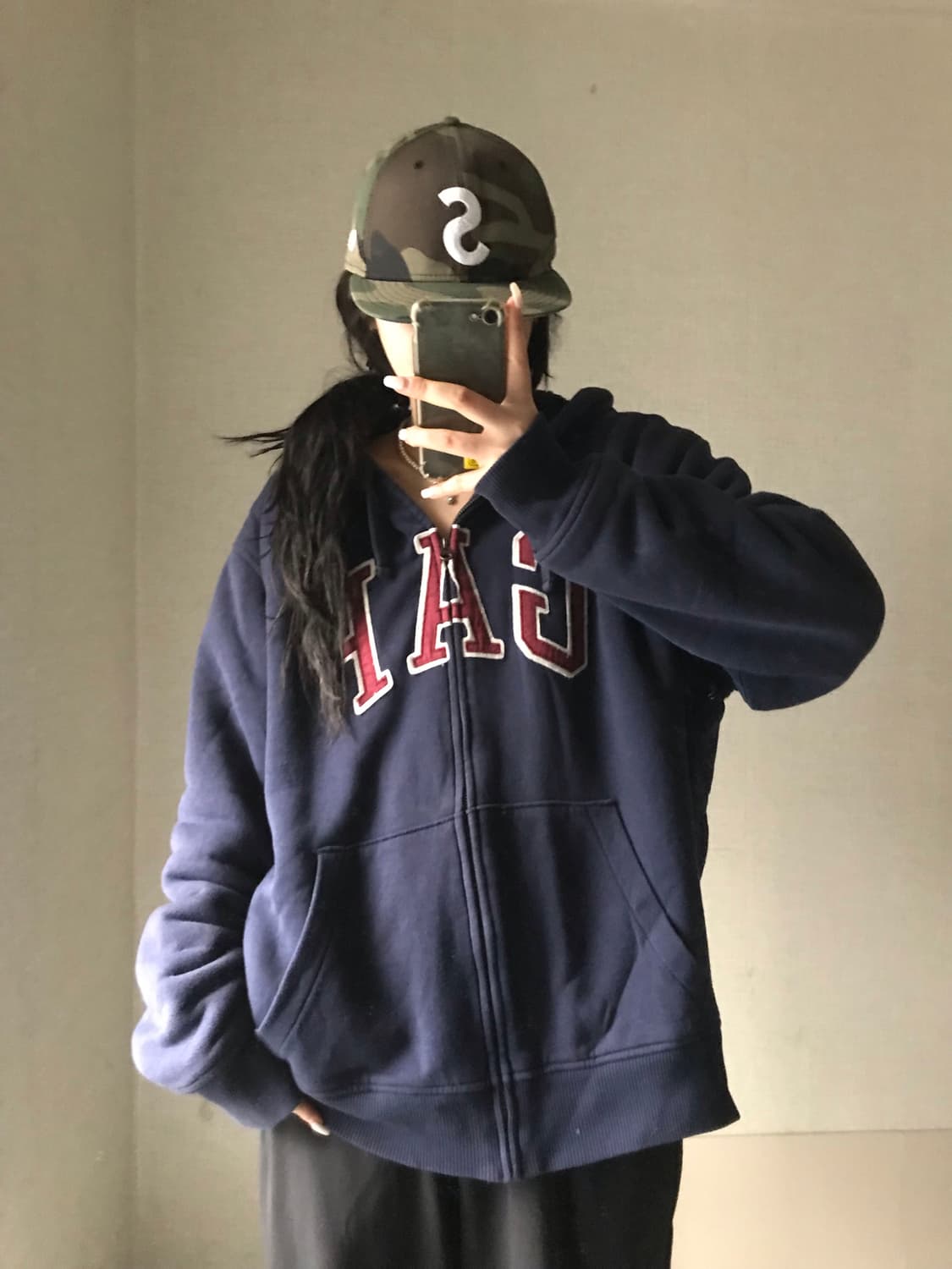 갭 네이비 보아퍼 후드집업 상품이미지4