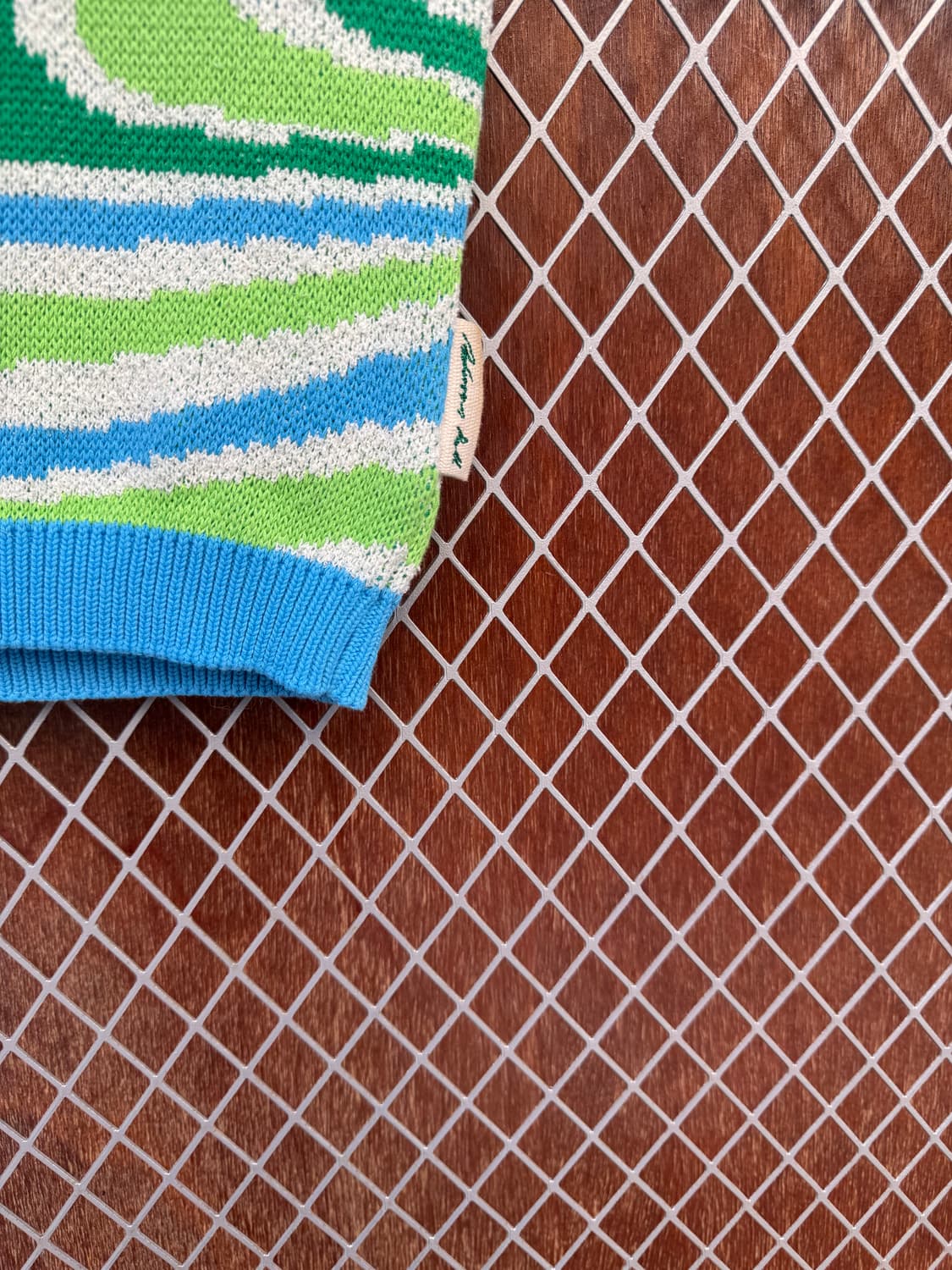 앤더슨벨 패턴 크롭 델라 자카드 반팔 니트 탑 XS 상품이미지5