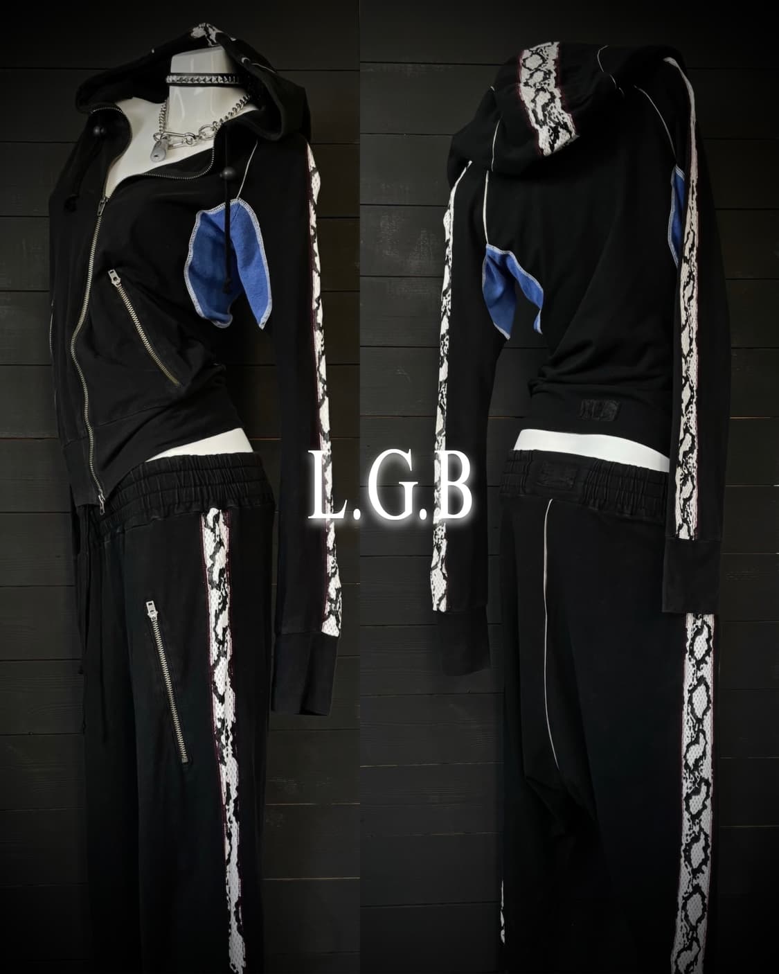 L.G.B 파이톤 뱀피 트레이닝 복서 후드 세트 상품이미지1