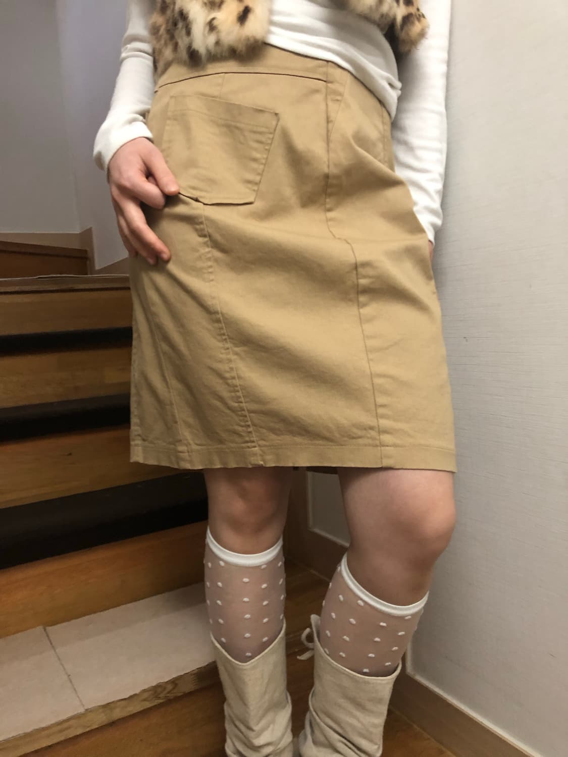 빈티지 베이지 포켓 미디 스커트 상품이미지7