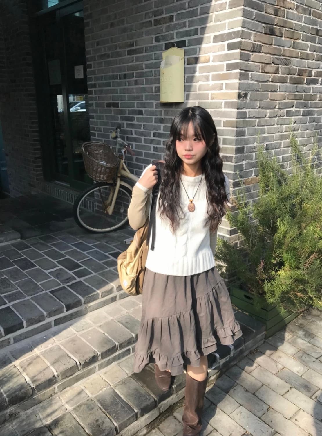 시즐 seezul 고더 프릴 스커트 브라운 상품이미지7