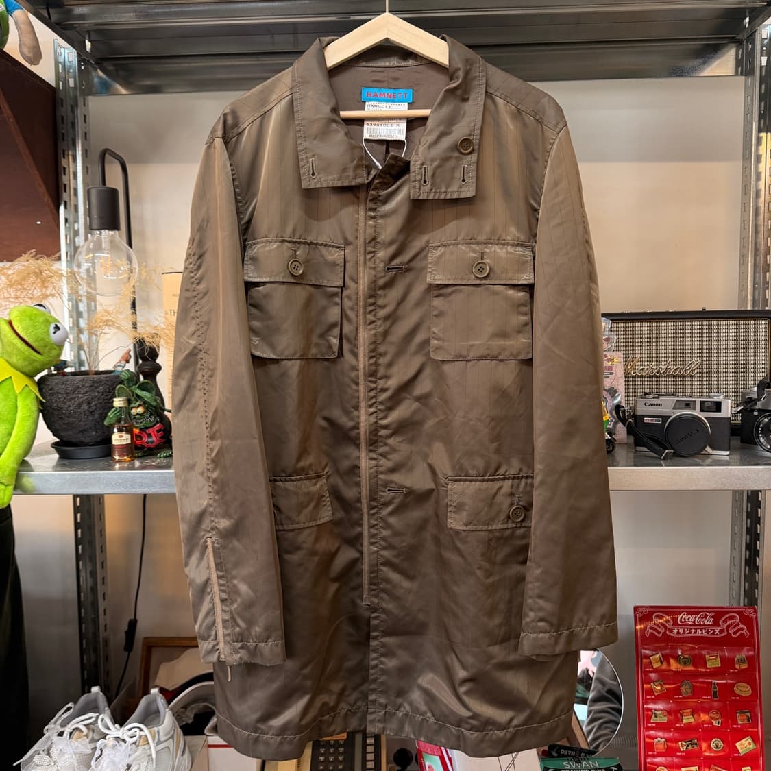 캐서린 햄넷 스트라이프 유광 밀리터리 지퍼 디테일 자켓 코트 상품이미지1