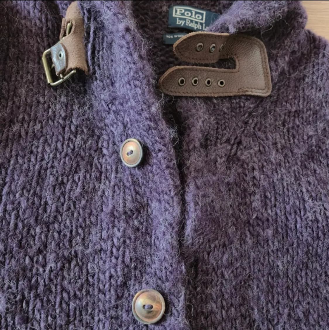 폴로 랄프로렌 울 알파카 혼방 핸드니트 숄카라 가디건 L 상품이미지5