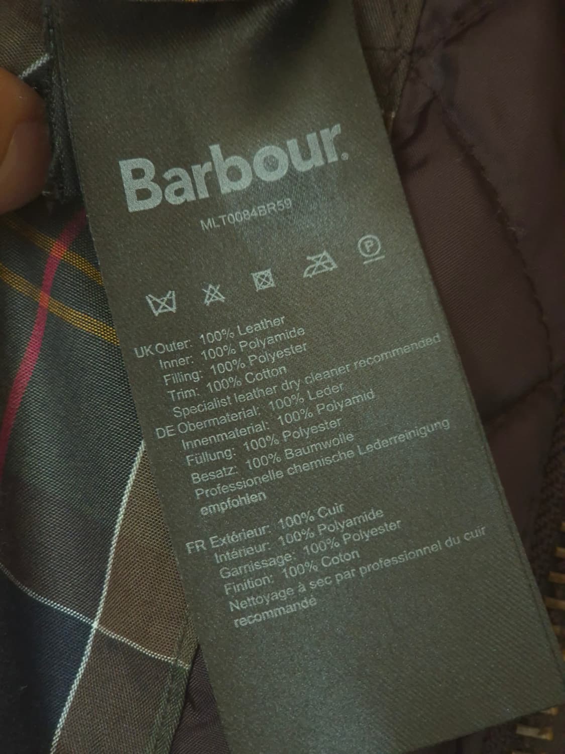 바버 타르탄 애쉬비 가죽 자켓 M 상품이미지8