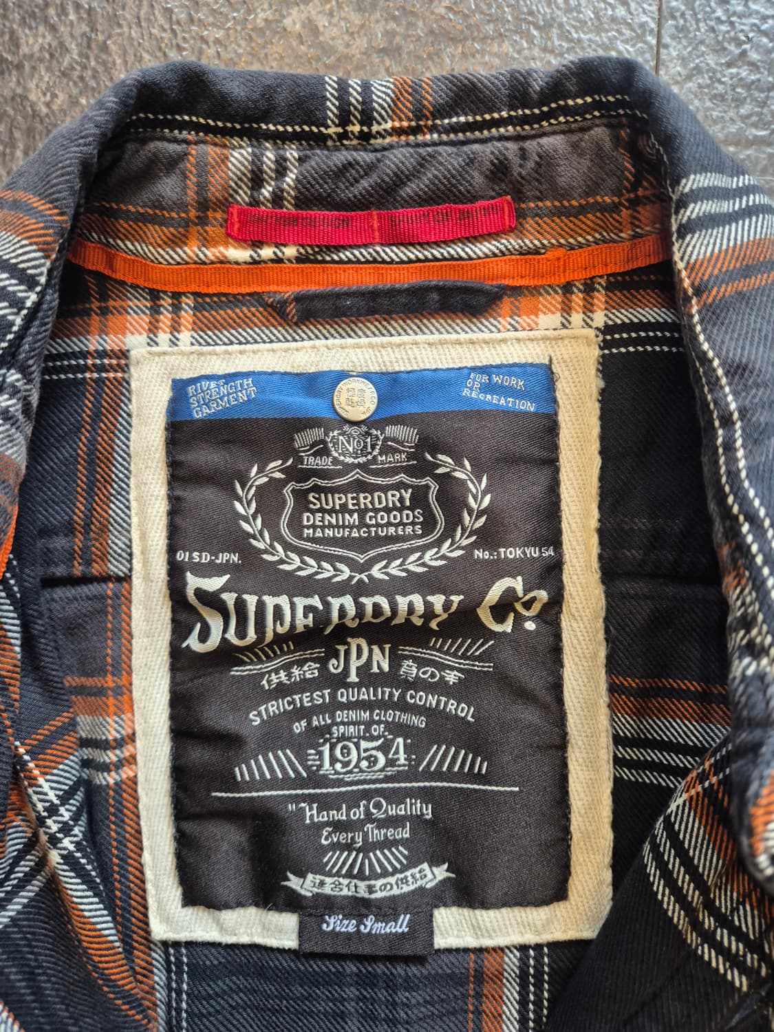 슈퍼드라이(Superdry)의 오렌지 네이비 체크 셔츠 - S 상품이미지3