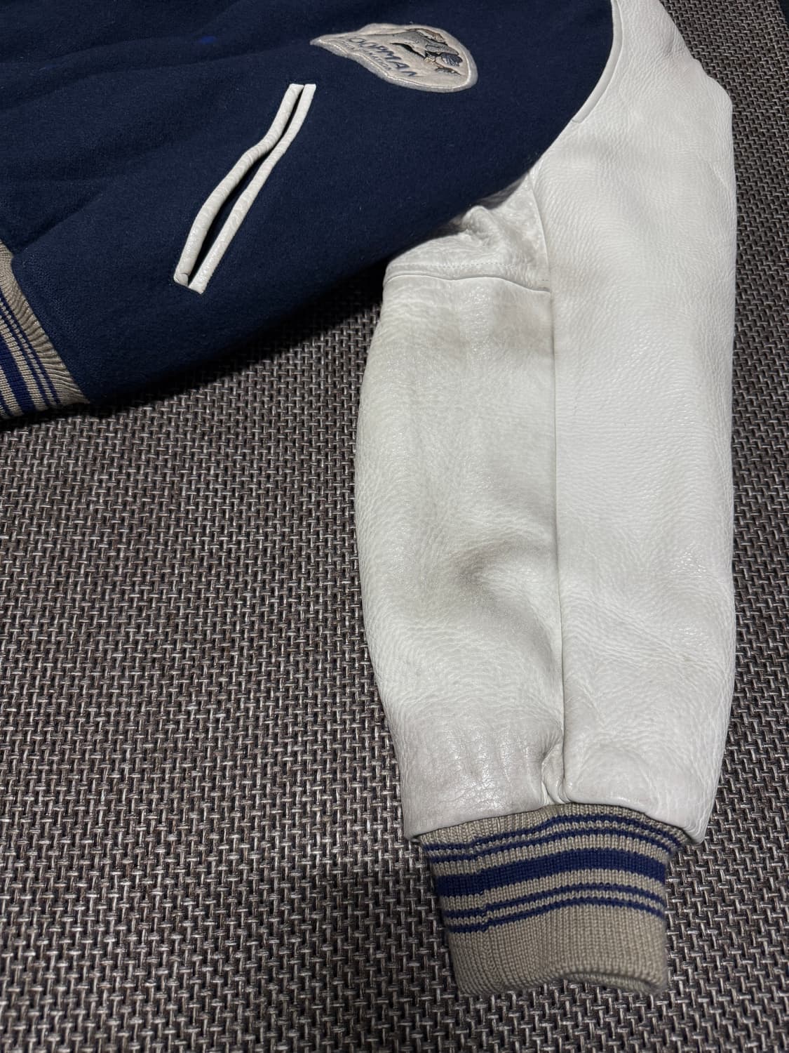 80s~90s 스쿱맨 샷건 네이비 울 레더 바시티 자켓 상품이미지7