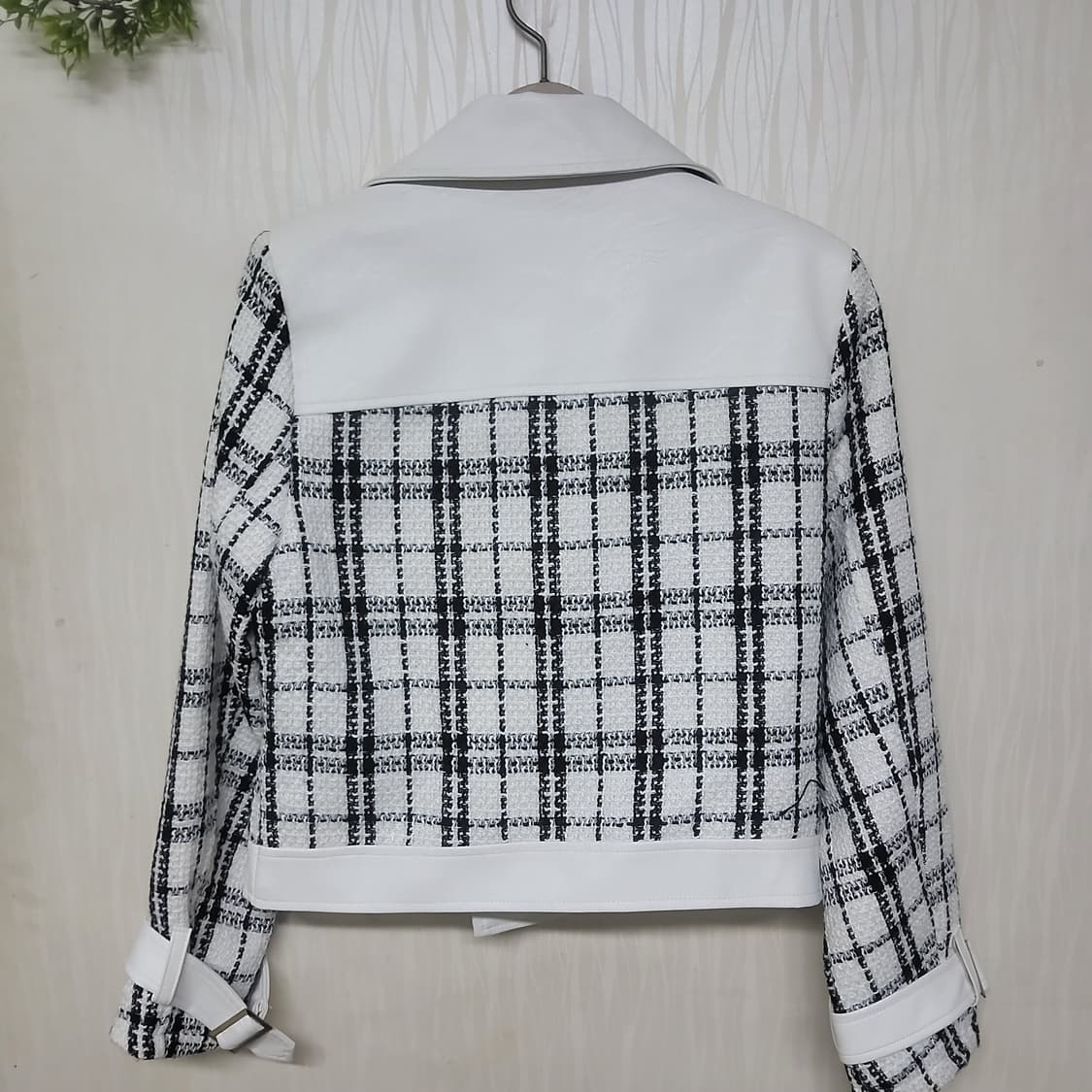 새상품 트위트 체크 레더 라이더 가죽 자켓 상품이미지5