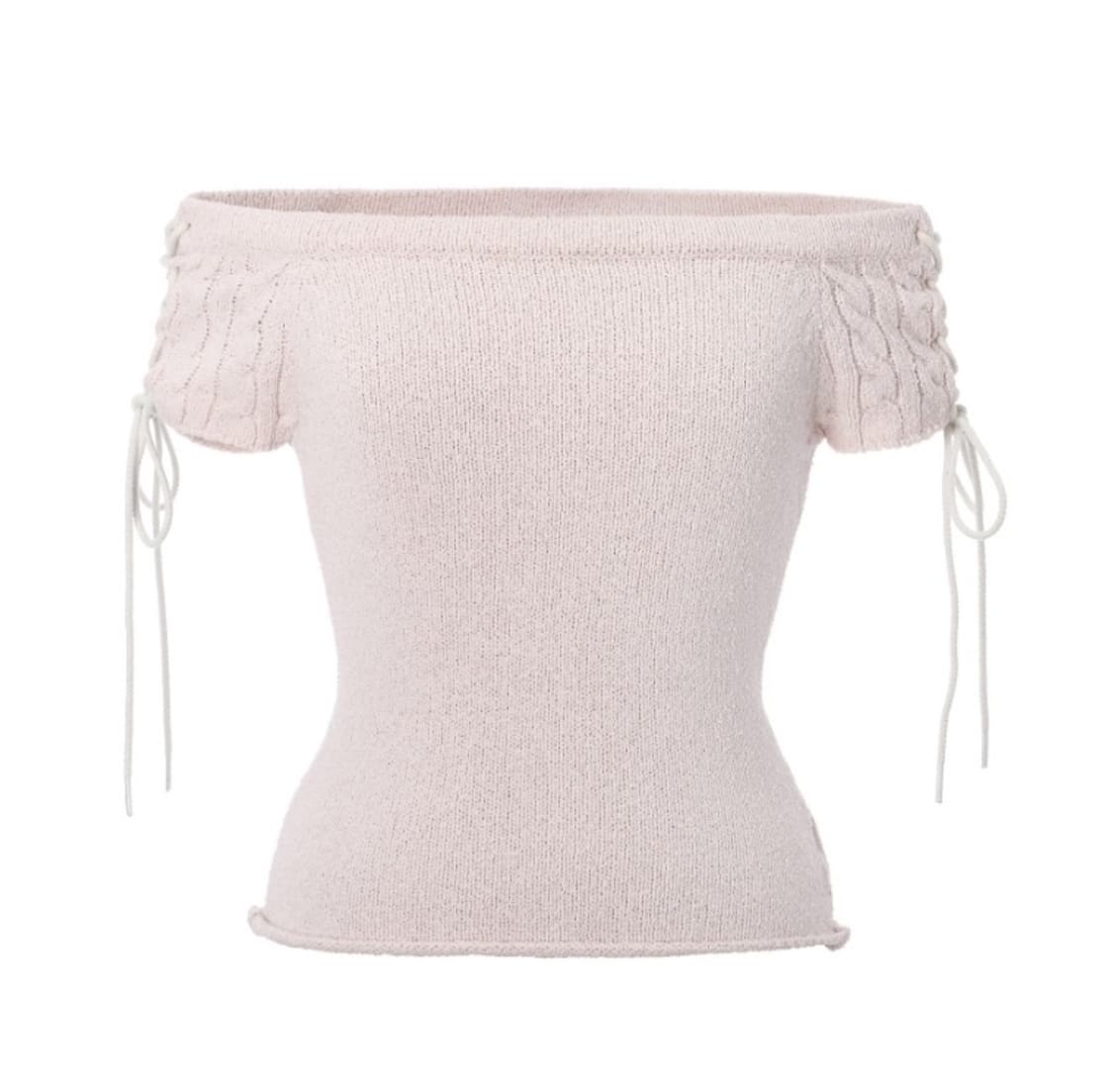 쓰리타임즈 케이블 니트 탑 핑크 S 상품이미지1