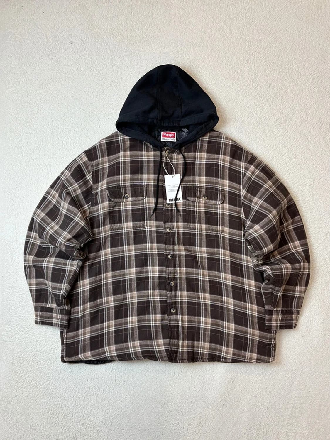 랭글러 90's 투 포켓 오버 브라운 체크 후드점퍼 PN6289 상품이미지1