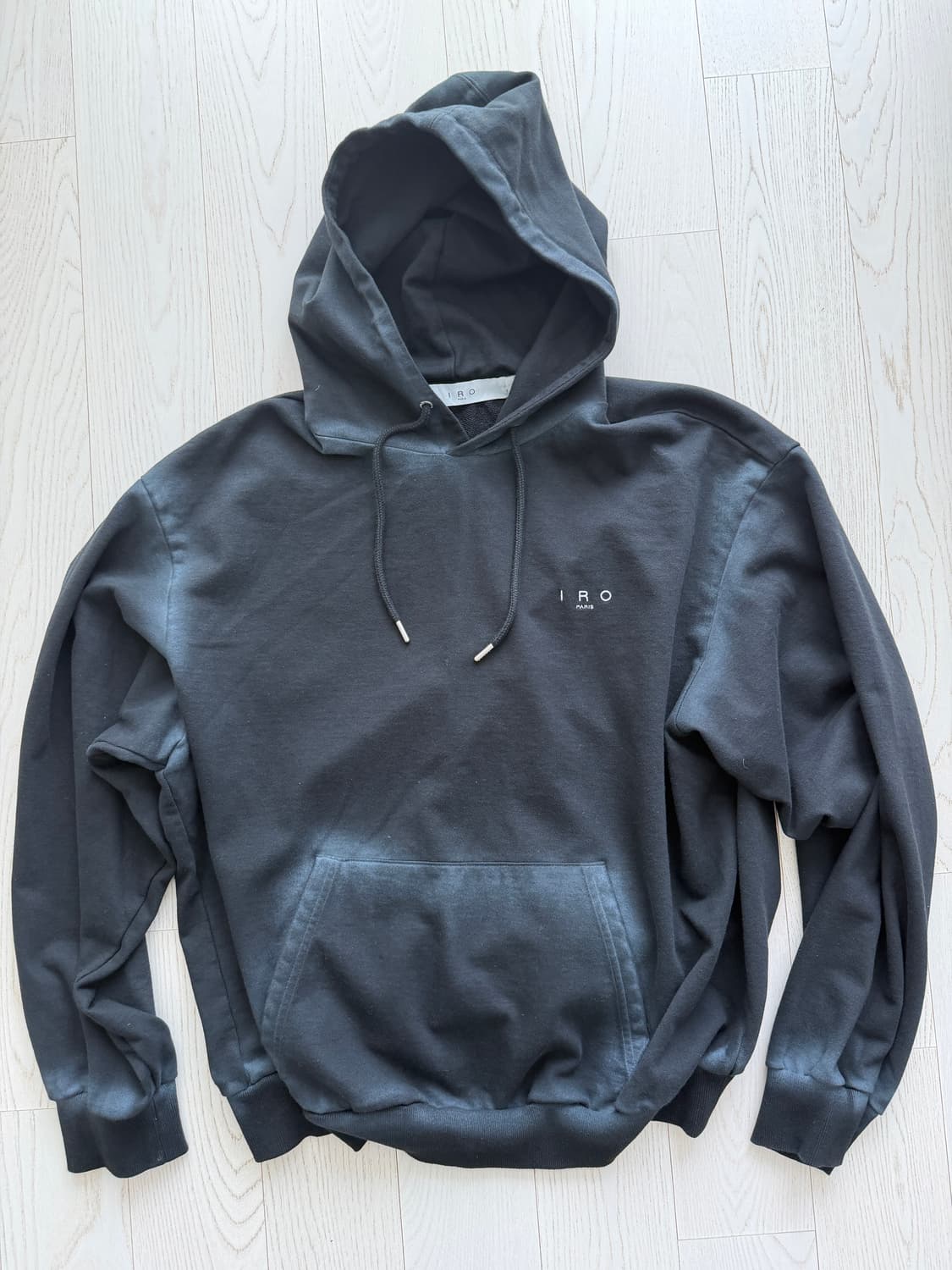 Iro 제리 엣지 미네랄 워싱 후드 티셔츠 블랙 상품이미지4
