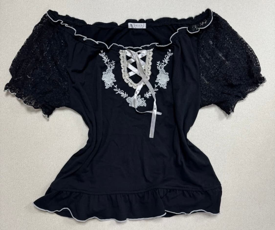 액시즈팜 레이스 오프숄더 블라우스 고스로리 갸루 빈티지 일브  상품이미지1