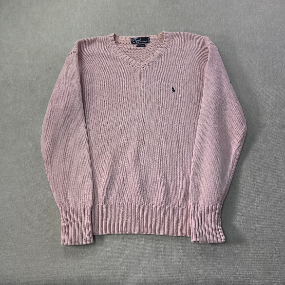 100 폴로랄프로렌 코튼 핑크 브이넥 니트 상품이미지1