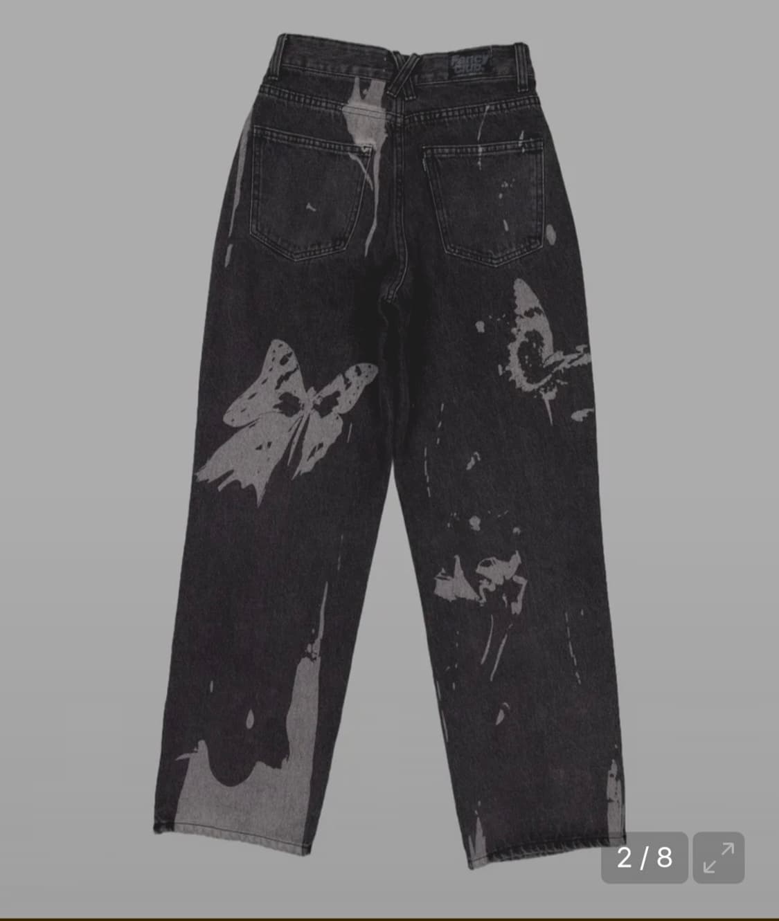 새상품 나비 블리치 커스텀 무드 흑청 와이드 데님 팬츠 상품이미지2