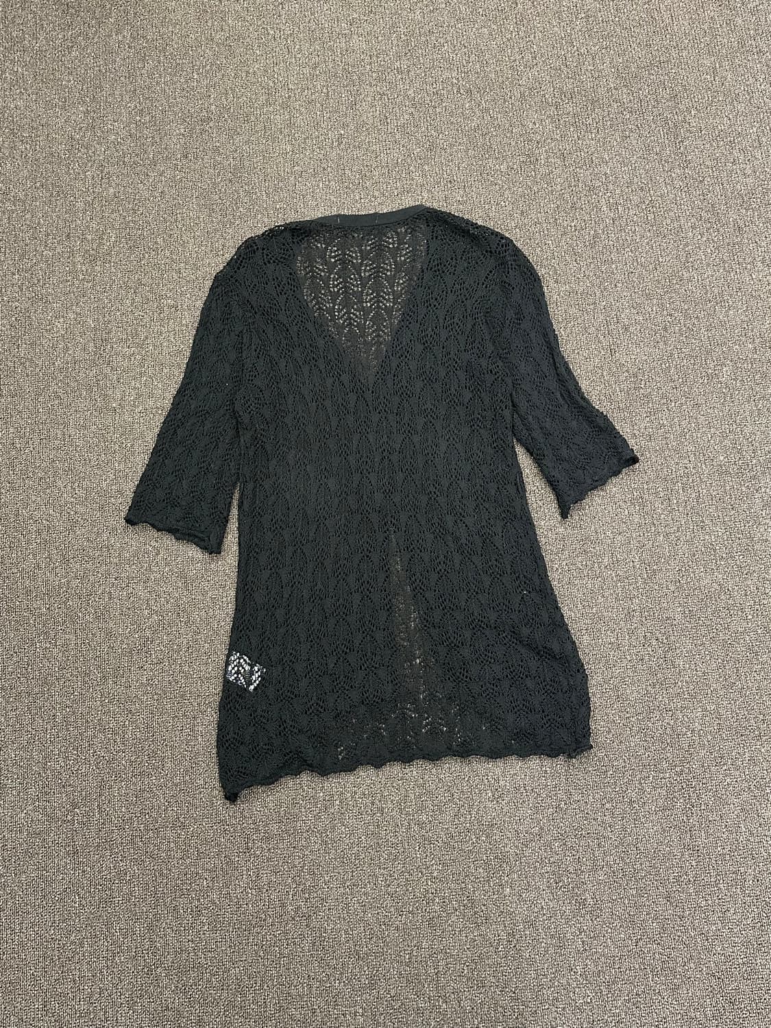 38)Ozoc vintage 여성 블랙 레이스 니트 가디건 상품이미지6