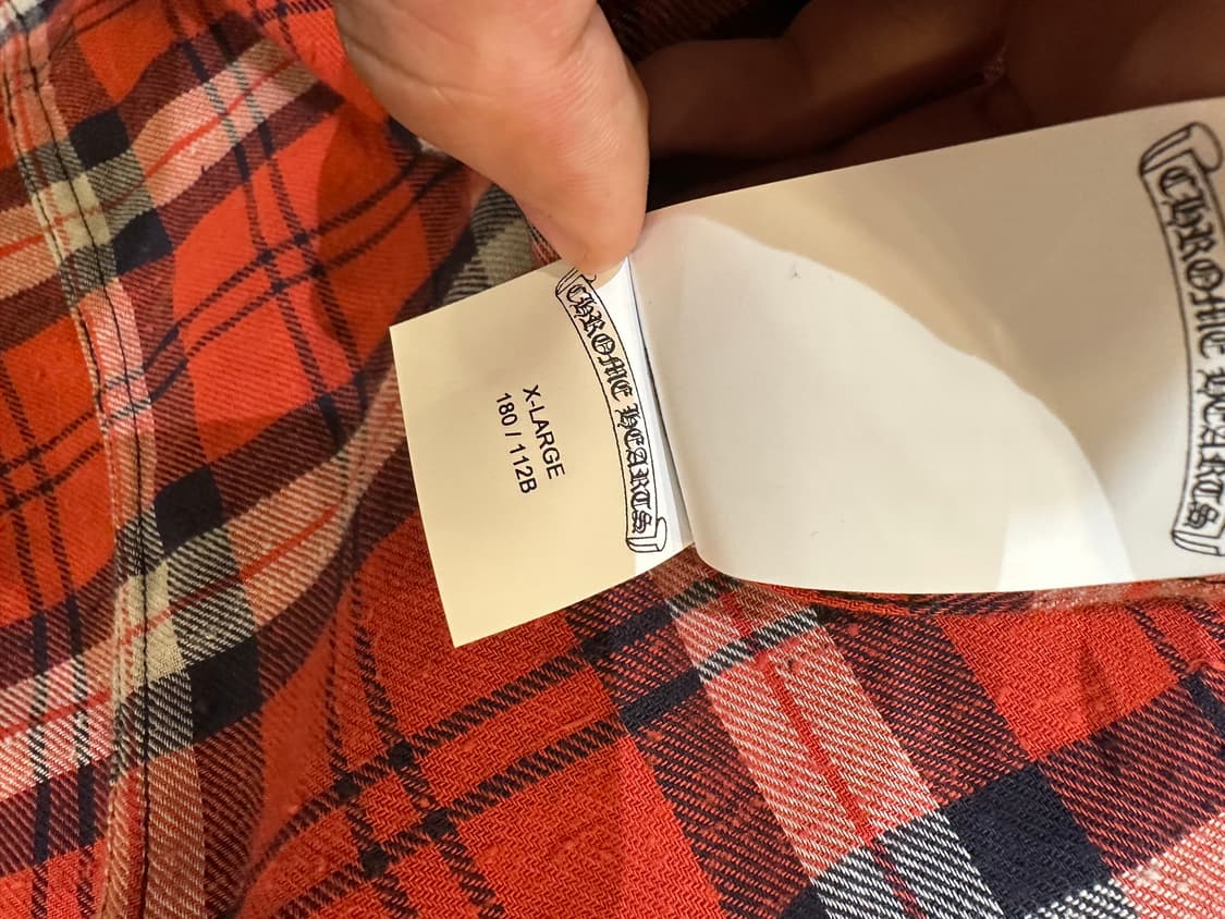 크롬하츠 루스앤리스 레더패치 체크셔츠 레드 XL 상품이미지2