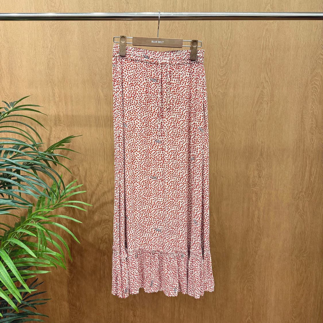 쟈딕 앤 볼테르 밴딩 롱 스커트 레드 하트 프린팅 디테일 아이보리 상품이미지1