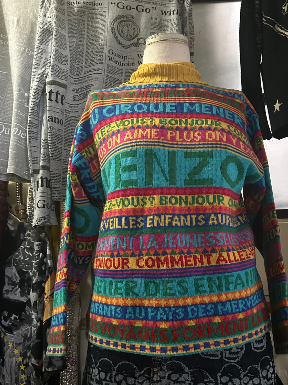 *rare* 1990s kenzo 레트로 키치 패턴 니트 상품이미지6