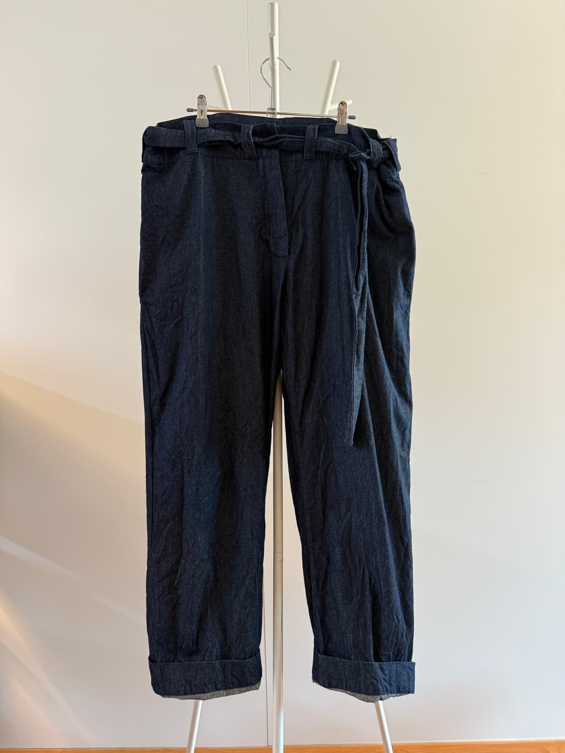 벨트 데님 와이드 팬츠 상품이미지1