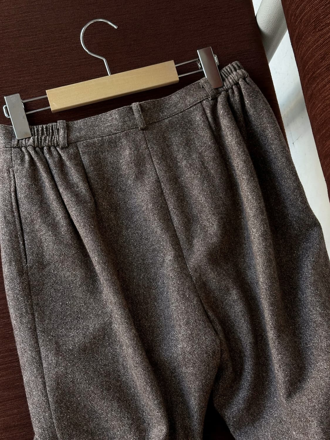 Wool tweed fabric wide straight trousers 상품이미지10