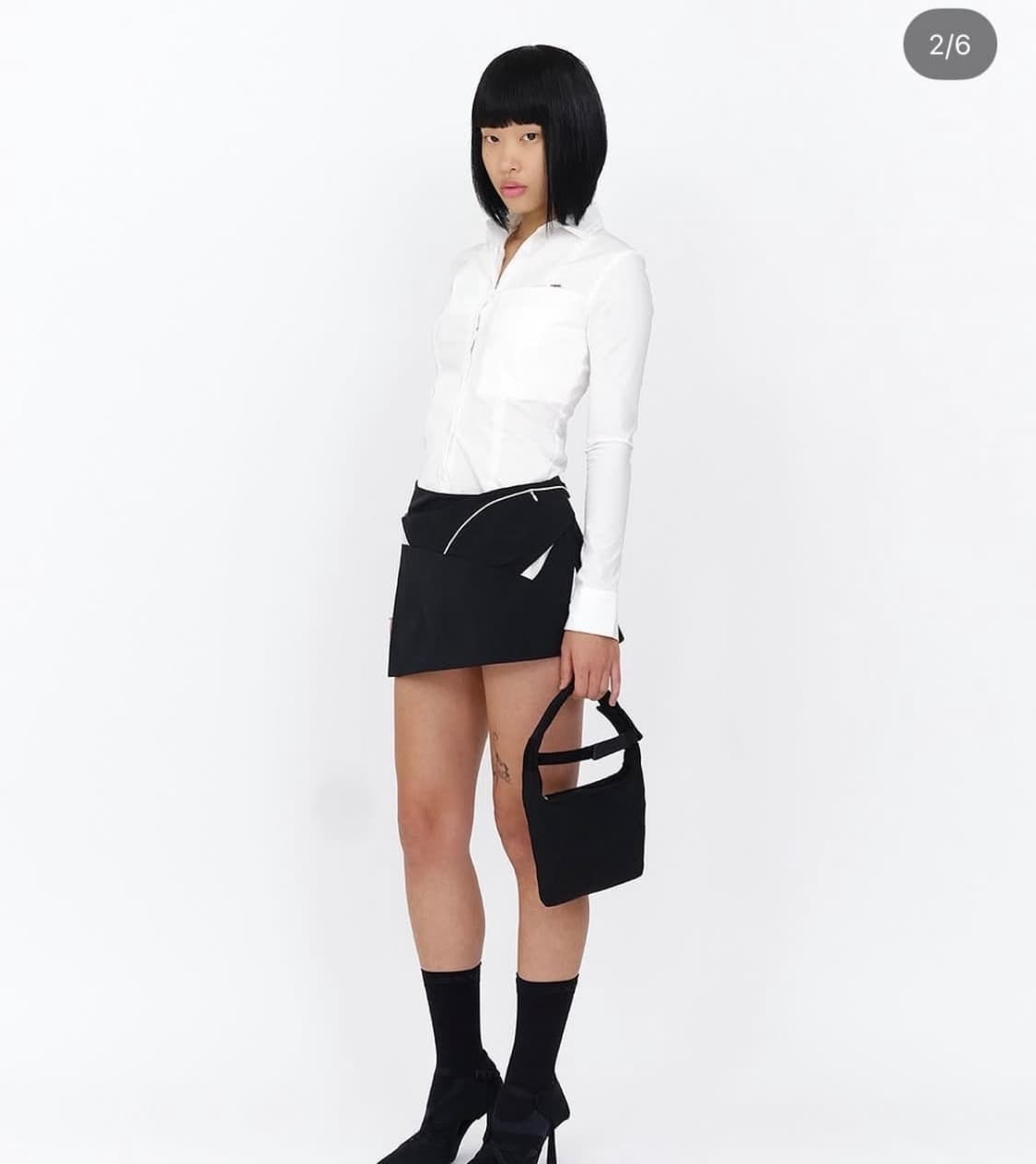 혜인서 패널드 로우라이즈 미니스커트 블랙 상품이미지1