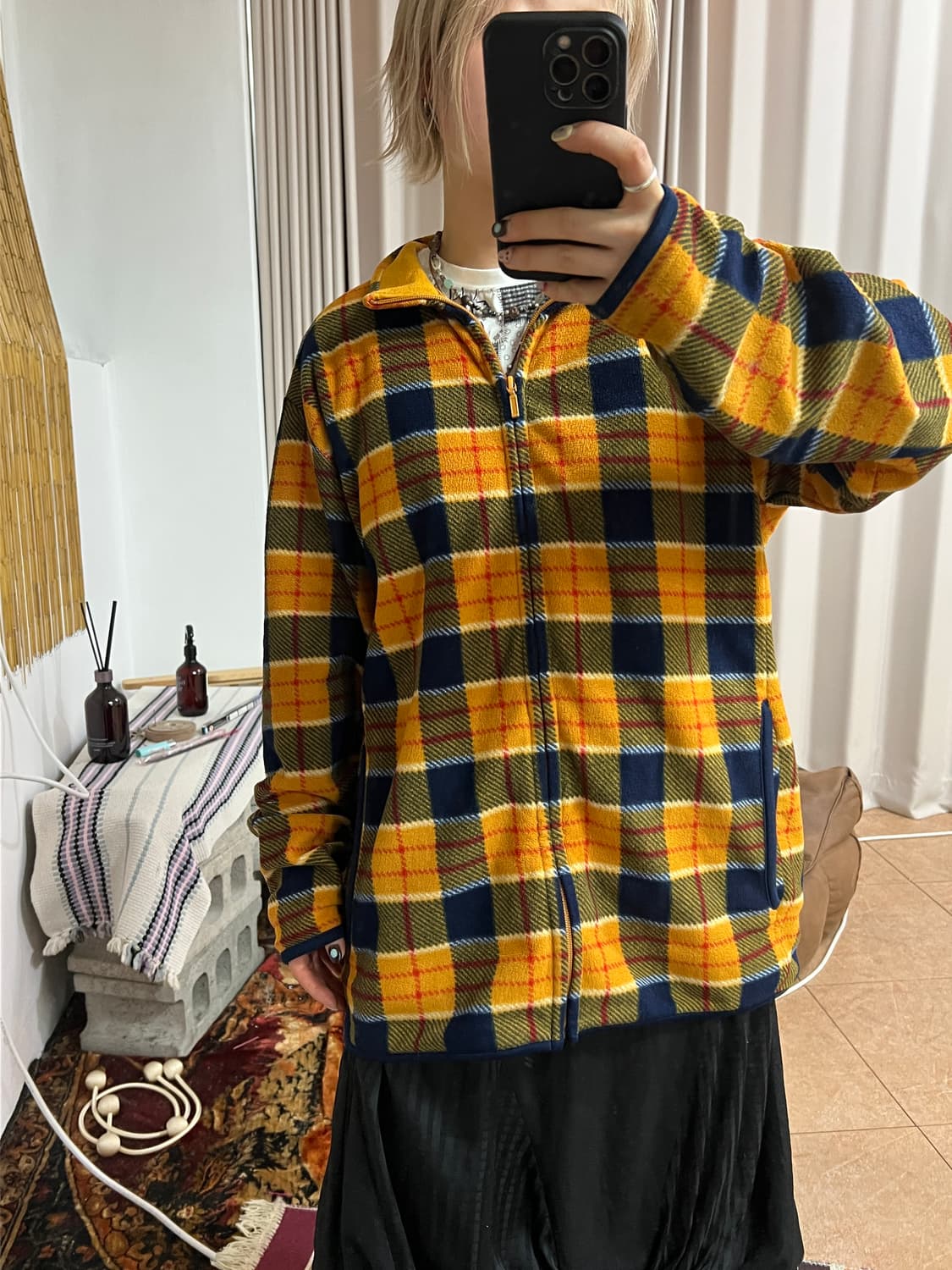 유니클로 체크 후리스 자켓  상품이미지1