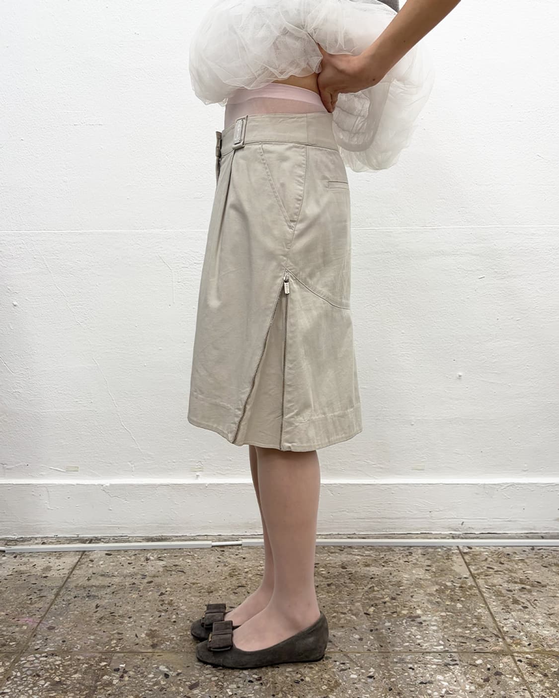 셀린느 사이드 지퍼 미디 스커트 상품이미지3