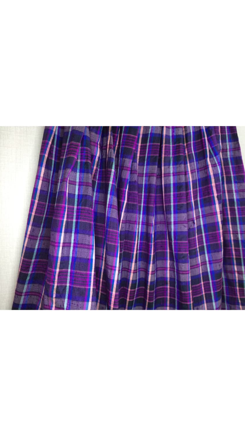 빈티지 퍼플 체크 레이스 미디 스커트 상품이미지4