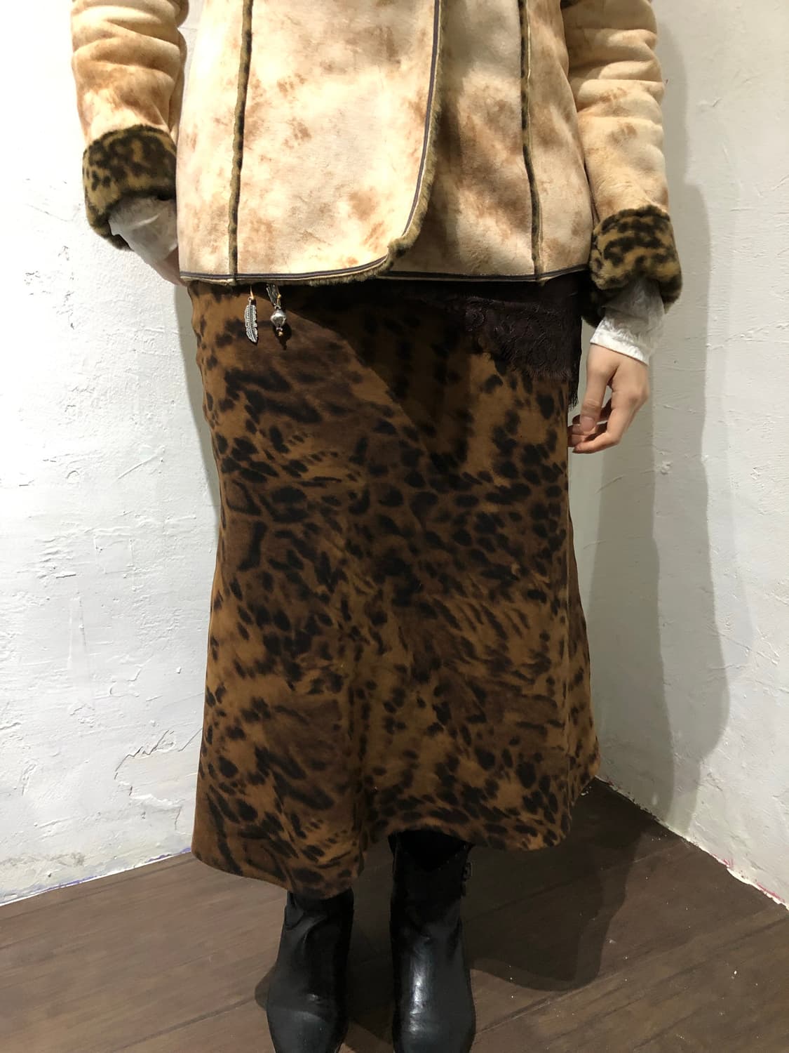 Brown Print Midi SKirt 상품이미지2