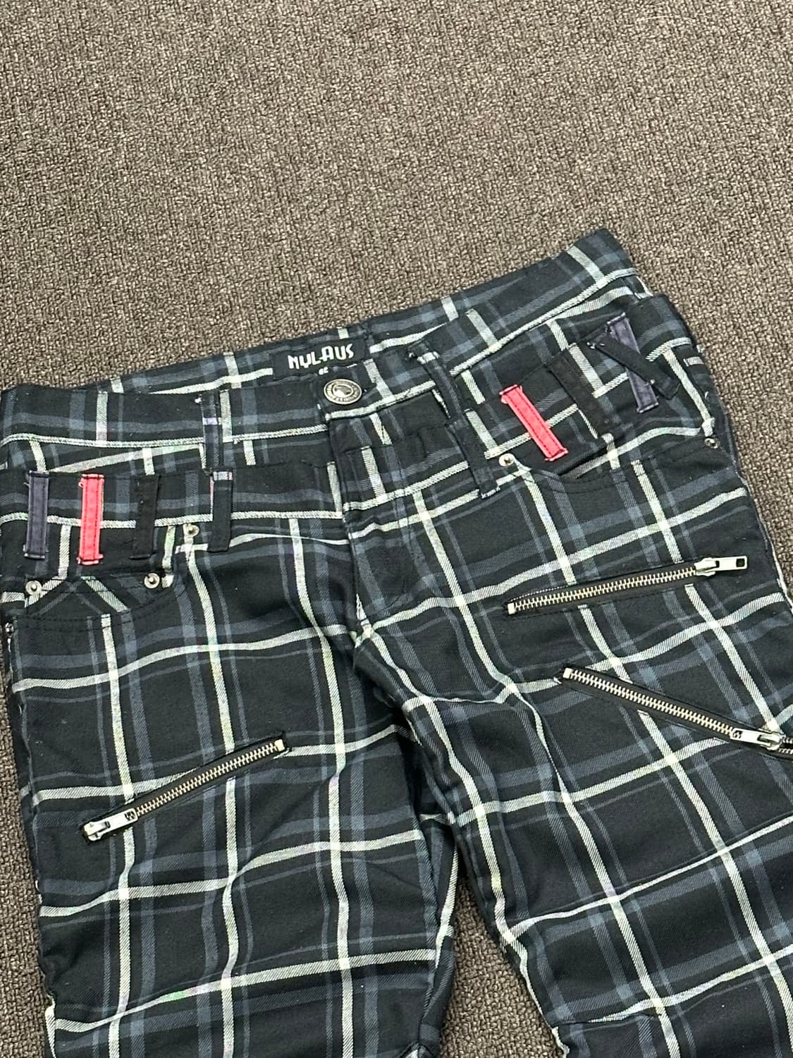 82)Nylaus vintage 레이어드 체크패턴 네이비 팬츠 상품이미지2