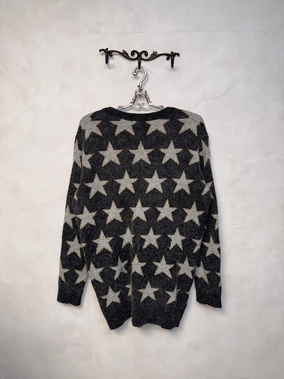 Charcoal star fur knit cardigan  상품이미지5