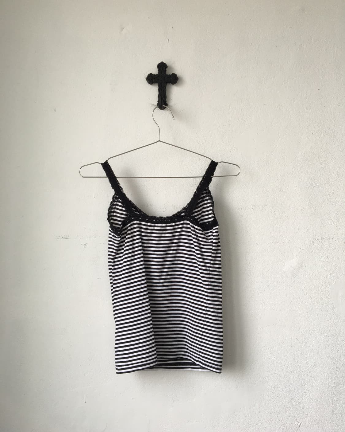 Lace trimming stripe pattern sleeveless 상품이미지3