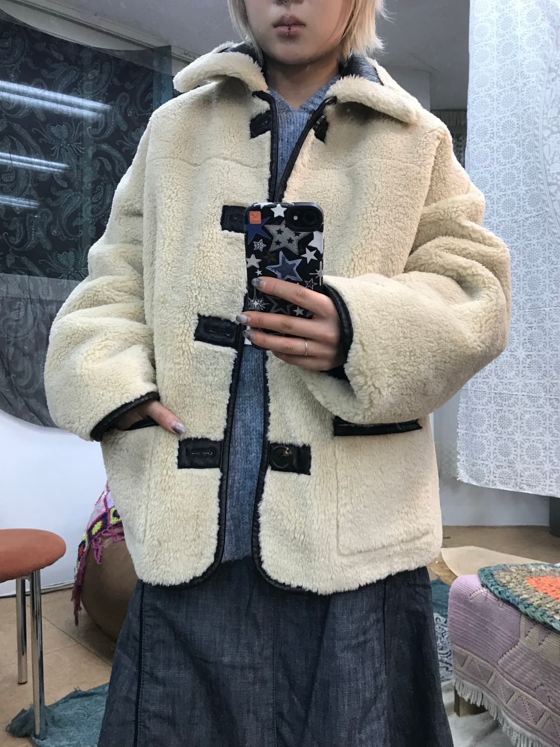 파사드패턴 Facade pattern 양면 리버시블 양털 무스탕 자켓 상품이미지2