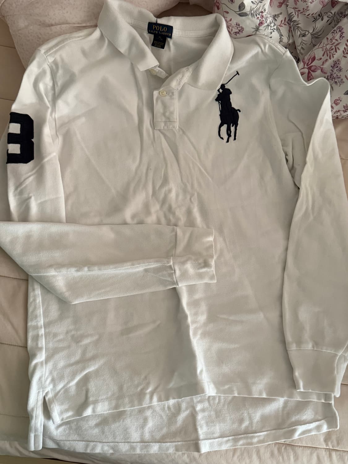 폴로 카라 티셔츠 화이트 긴팔 상품이미지2