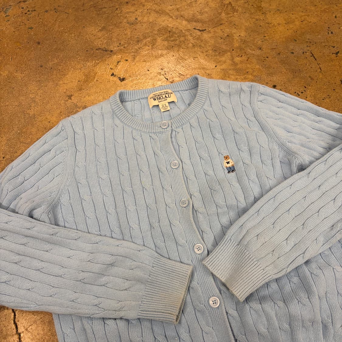 후아유 소라 하늘 꽈배기 니트 가디건  상품이미지1