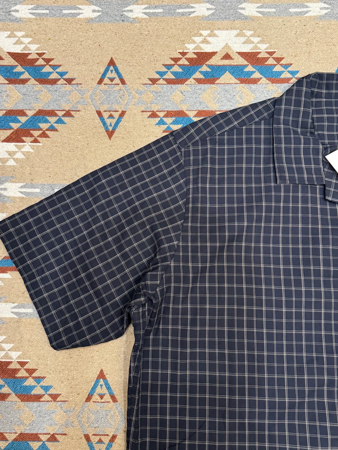 [XL][105] 나나미카 오픈 카라 파나마 플레이드 셔츠 네이비 상품이미지3