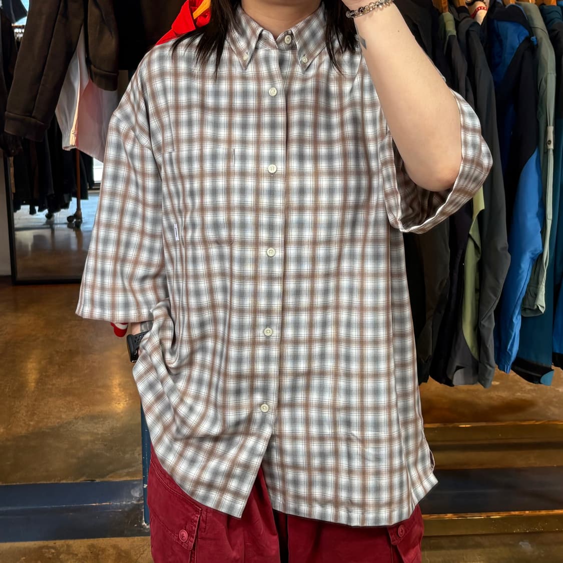 커버낫 체크 반팔 셔츠 상품이미지1